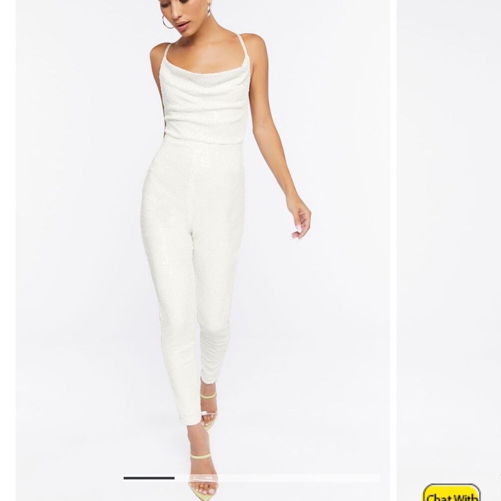 White Sequin Jumpsuit